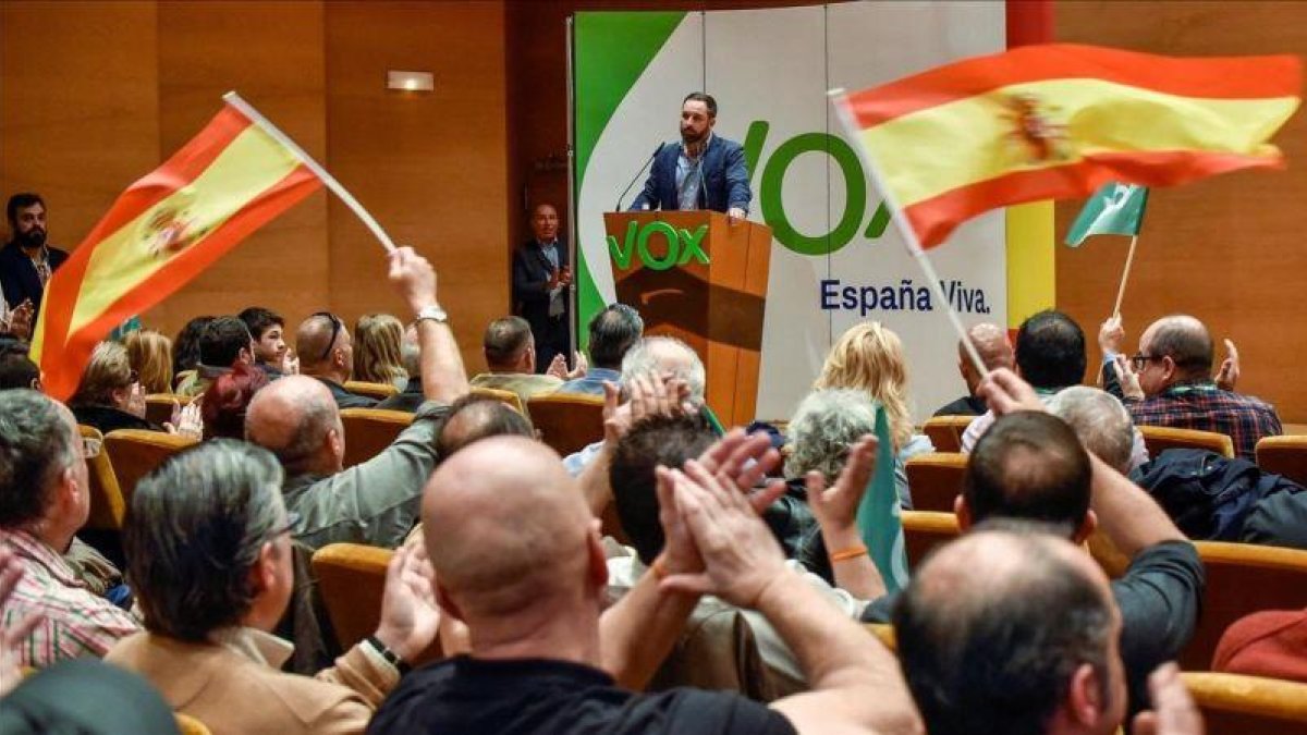 Santiago Abascal, en un acto reciente de su partido en Bilbao.-EFE MIGUEL TONA