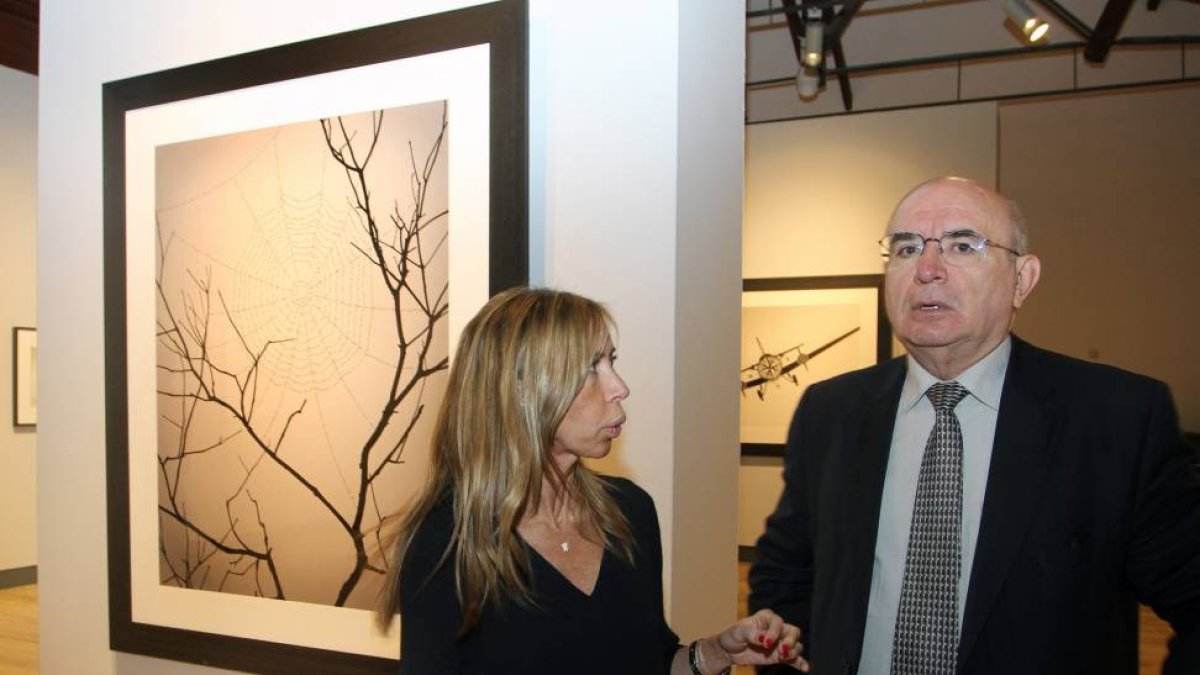 La diputada de Cultura, Carmen Fernández y el jefe del departamento de Cultura de la Diputación, Rafael Martinez; inauguran la exposición fotográfica Magnetics Fields de Chema Madoz, premio nacional de fotografía Piedad Isla 2014, que concede la Diputació-Ical