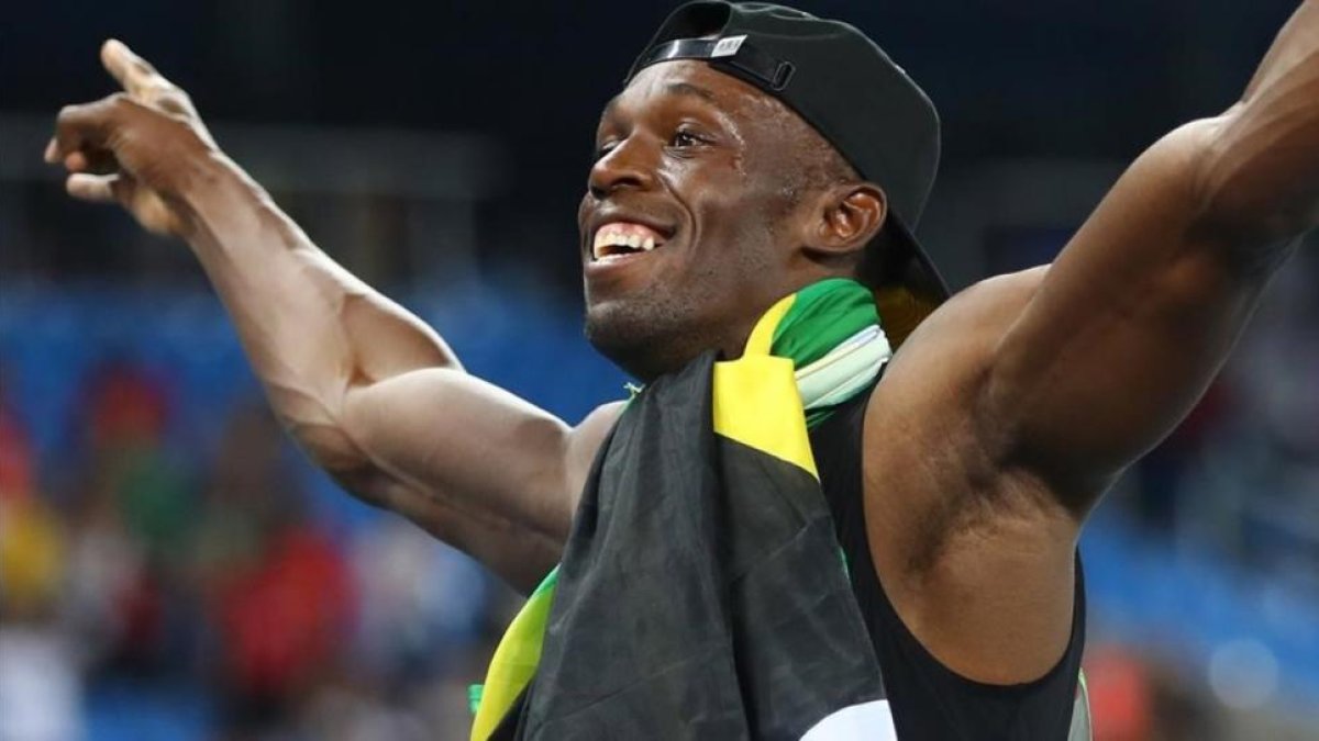 Bolt celebra su noveno oro olímpico, el de los 4x100 metros con Jamaica.-REUTERS / KAI PFAFFENBACH