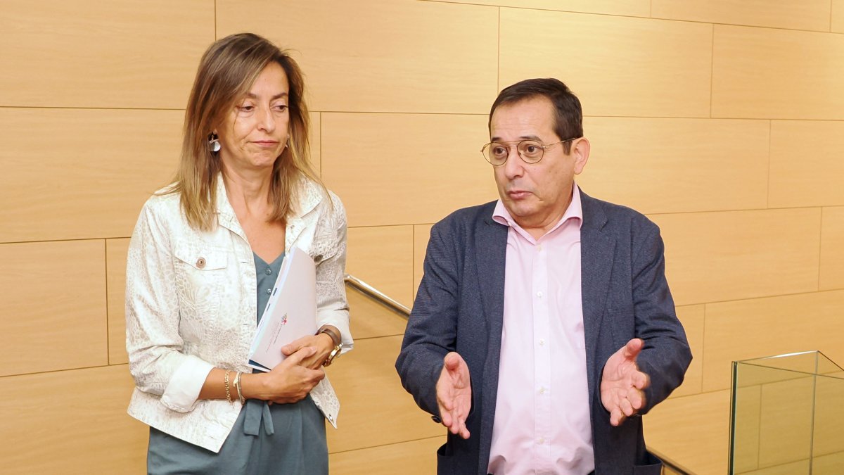 El presidente de Fecyljar, Ángel Aranzana, y la directora general de Familia, Esperanza Vázquez. durante la inauguración del I Congreso sobre Salud Mental y Adicciones en Jóvenes de la Federación Castellano y Leonesa de Jugadores de Azar Rehabilitados.- ICAL