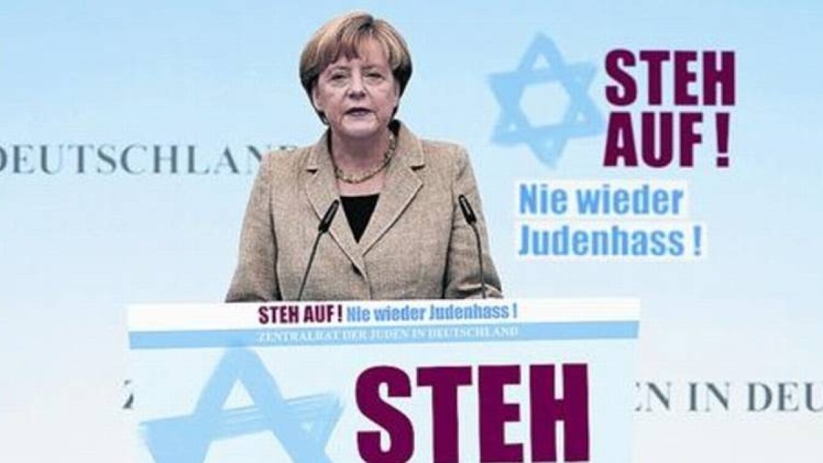 Merkel, en su discurso de ayer en la Puerta de Brandeburgo.-J. M. FRAU / BERLÍN