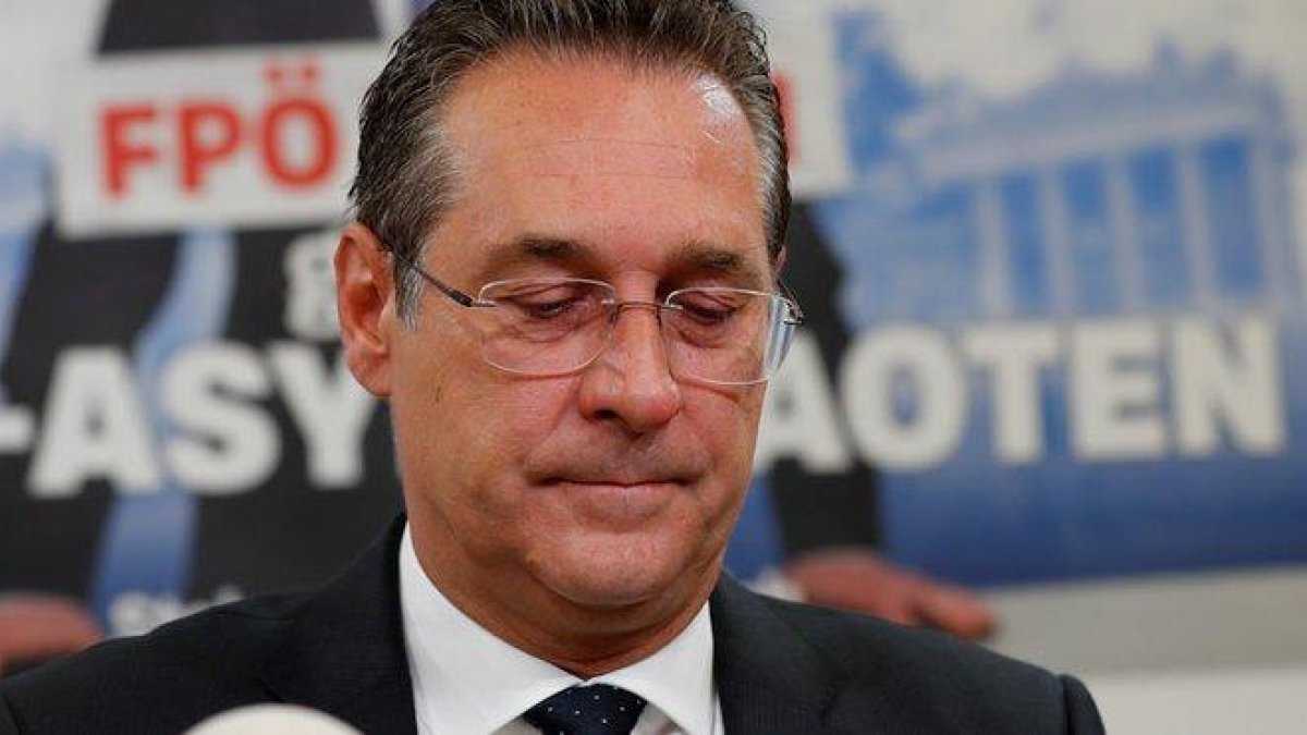 El vicecanciller austriaco Heinz-Christian Strache (FPÖ), durante una comparecencia de prensa en abril del 2019.-REUTERS / LEONHARD FOEGER
