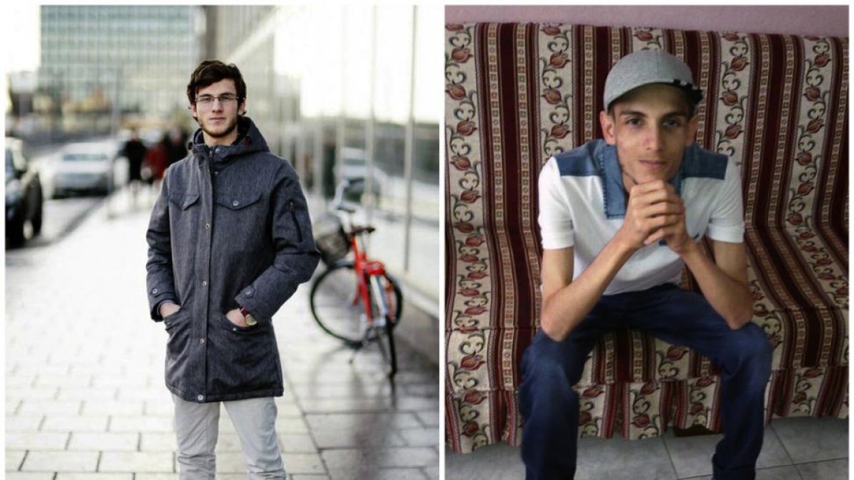 Omar Alshogre, de 21 años, sobrevivió a la cárcel de Saydnaya. A la izquierda, el mes pasado en Estocolmo, donde vive, y a la derecha, en julio del 2015 en Turquía, un mes después de escapar de Siria.-AP