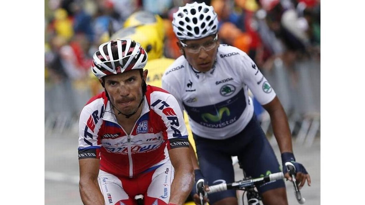 El ciclista colombiano Nairo Quintana, del Movistar, y el español Joaquim 'Purito' Rodríguez.-EFE