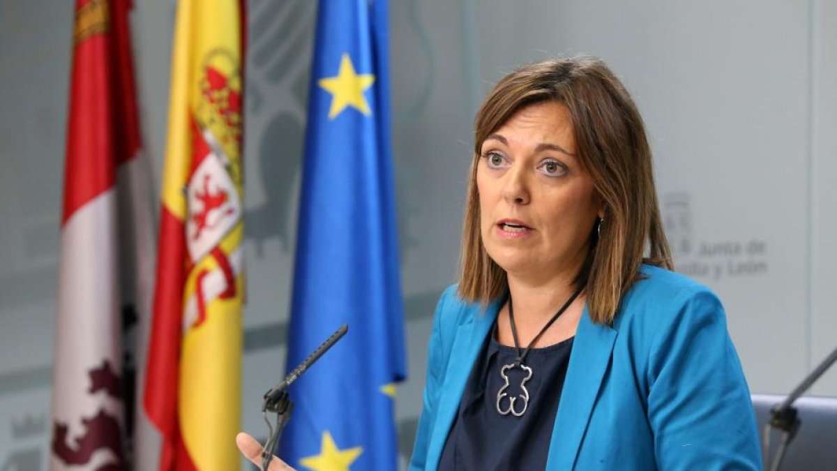 La consejera de Agricultura y portavoz de la Junta, Milagros Marcos, durante la rueda de prensa posterior a la reunión del Consejo de Gobierno de Castilla y León-Rubén Cacho / ICAL