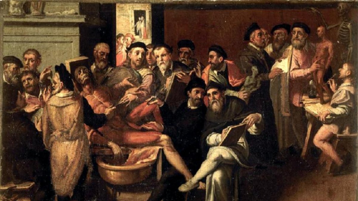 ‘Lezione di anatomia per artisti’, óleo sobre lienzo de Bartolomeo Passarotti, del siglo XVI, procedente de la Galleria Borghese.-EM