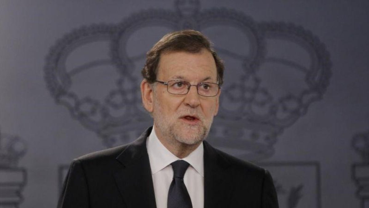Mariano Rajoy, durante la rueda de prensa el martes 25 de octubre tras su audiencia con el Rey.-JOSÉ LUIS ROCA