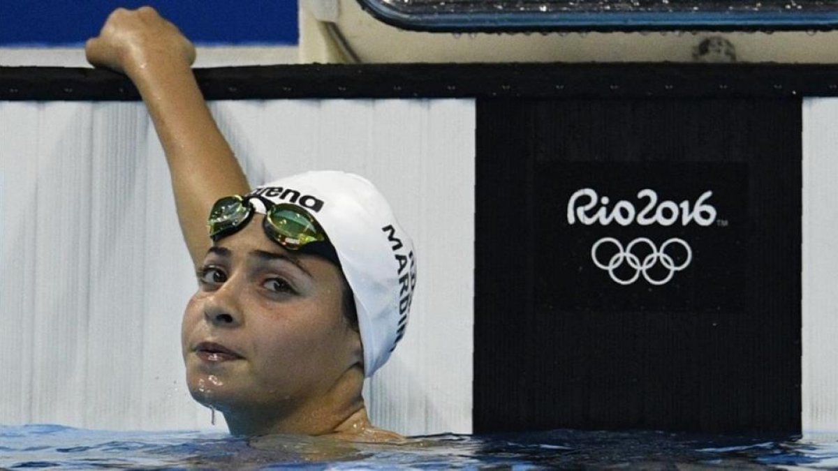 Yusra Mardini, tras participar en su serie de 100 metros mariposa.-MARTIN BUREAU