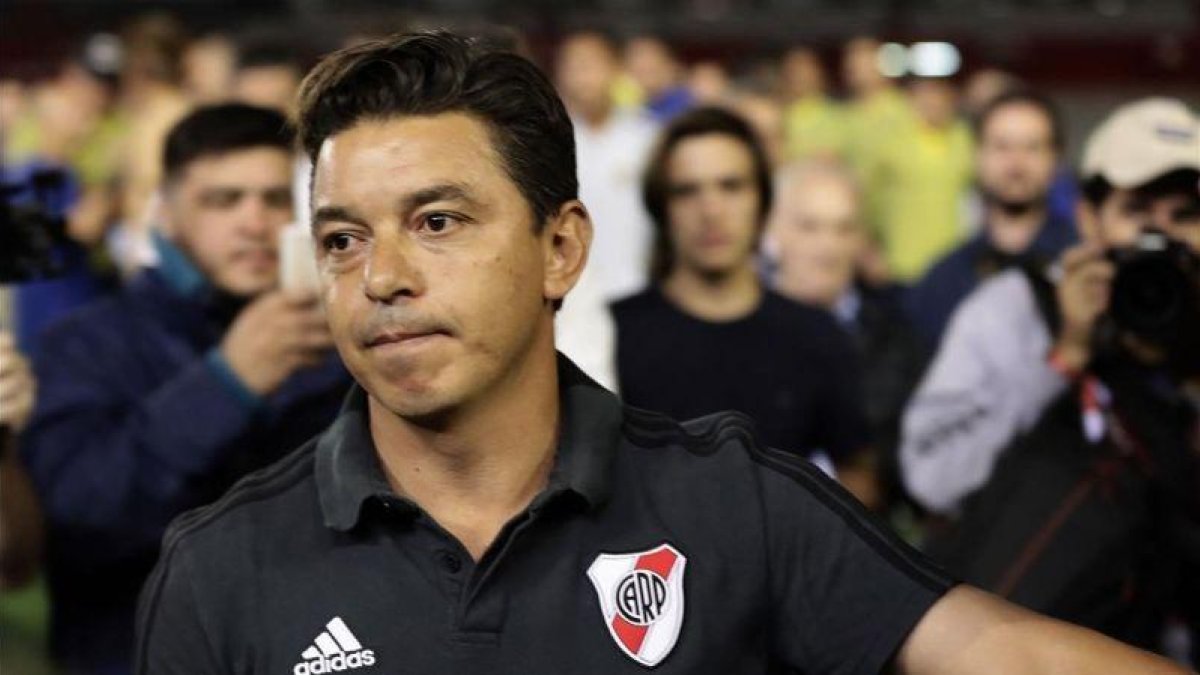 Marcelo Gallardo en el Estadio Monumental, luego de la primera suspensión de River-Boca.-