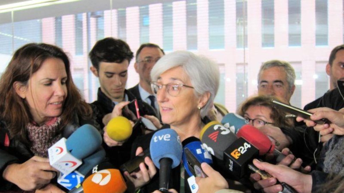 La fiscal general del Estado, María José Segarra, en la Ciutat de la Justícia de Barcelona este jueves.-EUROPA PRESS