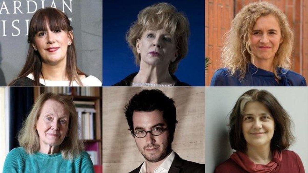 Los escritores Dolores Redondo, Edna O’Brien, Delphine de Vigan, Annie Ernaux, Jonathan Safran Foer y Rosa Ribas.-