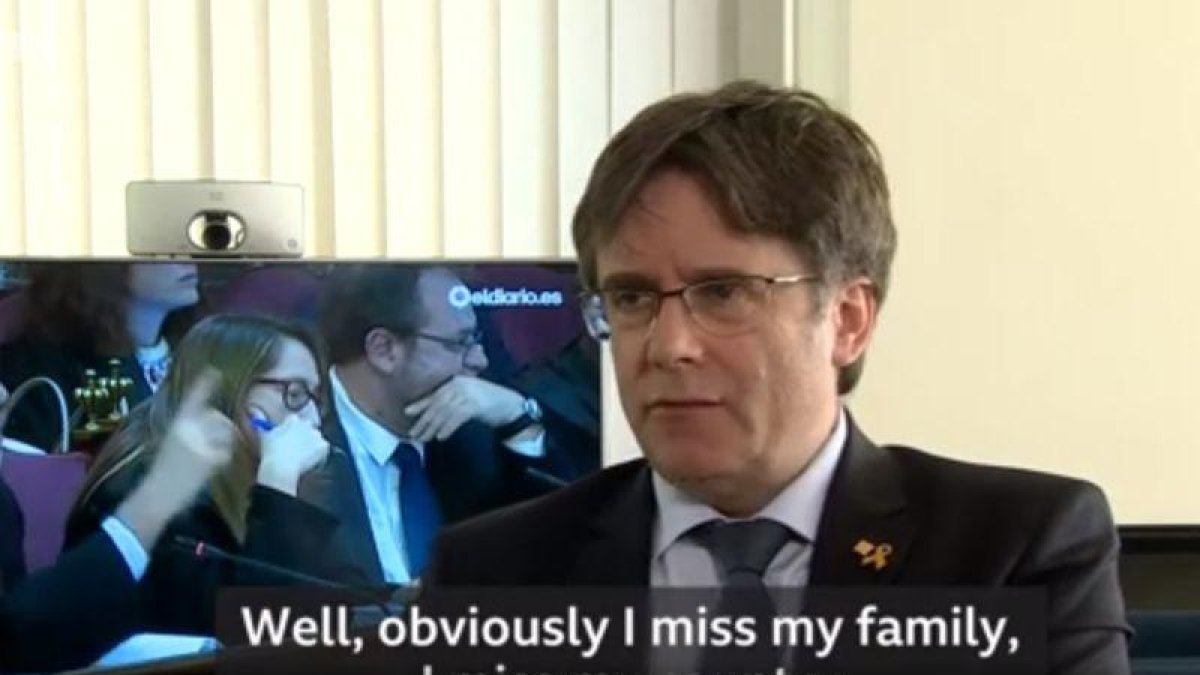 Puigdemont, durante su entrevista con la BBC.-