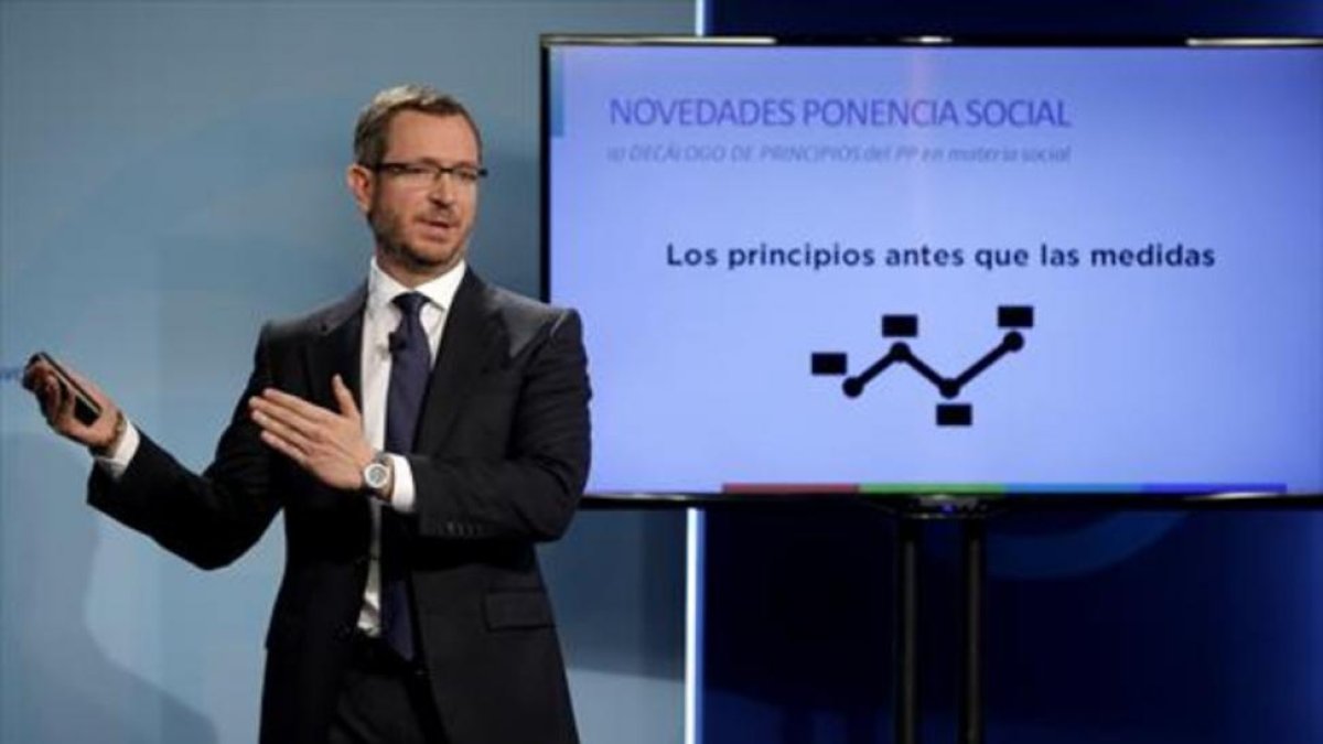 Maroto presenta la ponencia social del PP, ayer en Madrid.-JOSE LUIS ROCA