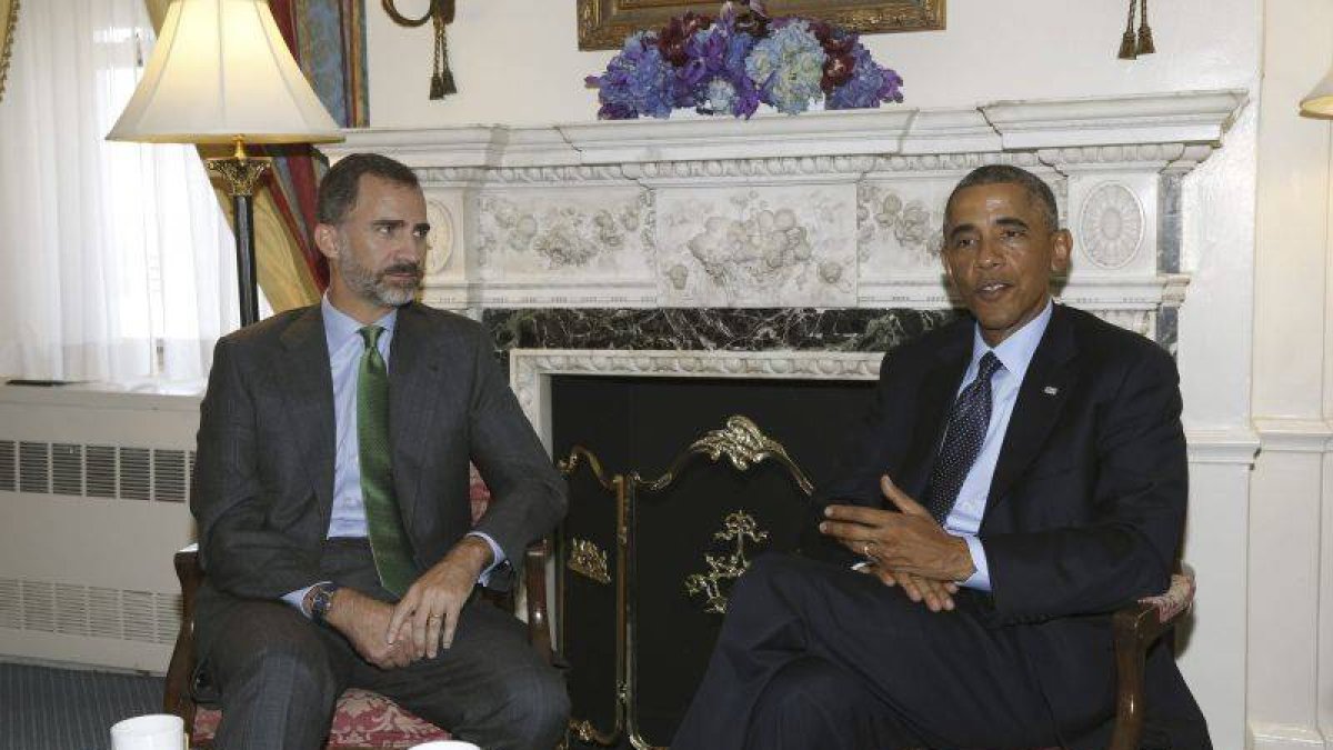 El rey Felipe y Barack Obama, durante su encuentro en el Hotel Waldorf Astoria, ayer.-Foto: EFE / CASA DEL REY / BORJA FOTÓGRAFOS