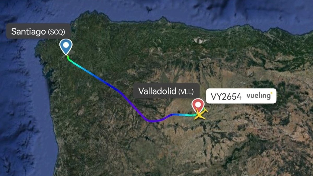 Detalle del desvío del avión hacia Villanubla en Valladolid.-@controladores