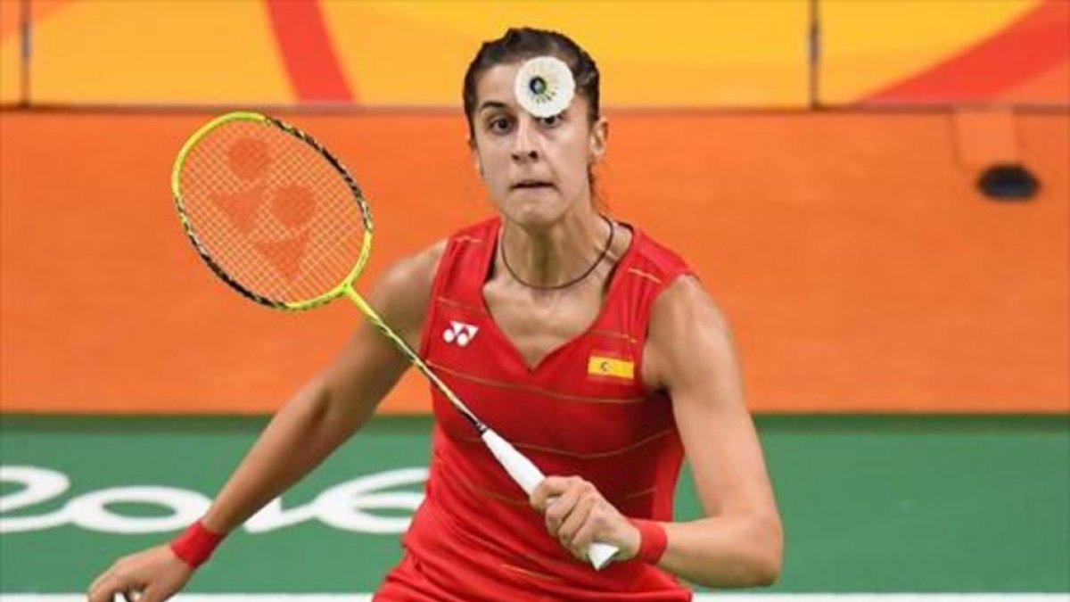 Carolina Marín, en el partido de ayer.-