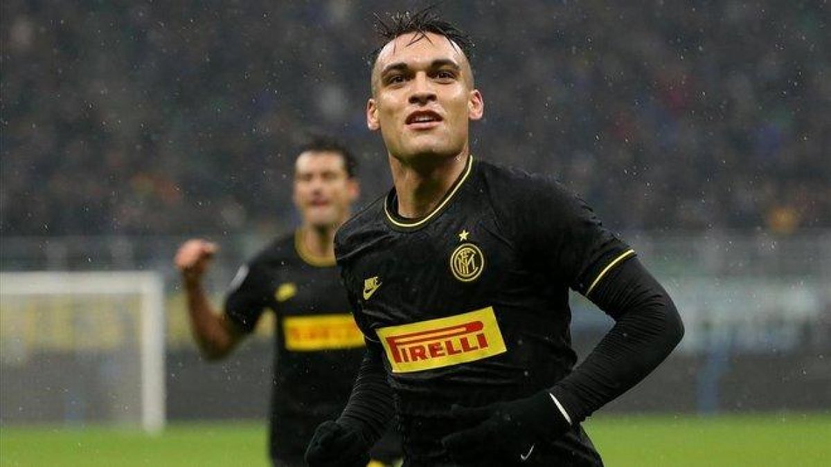 Lautaro Martínez, durante el Inter-Spal de la Serie A italiana.-