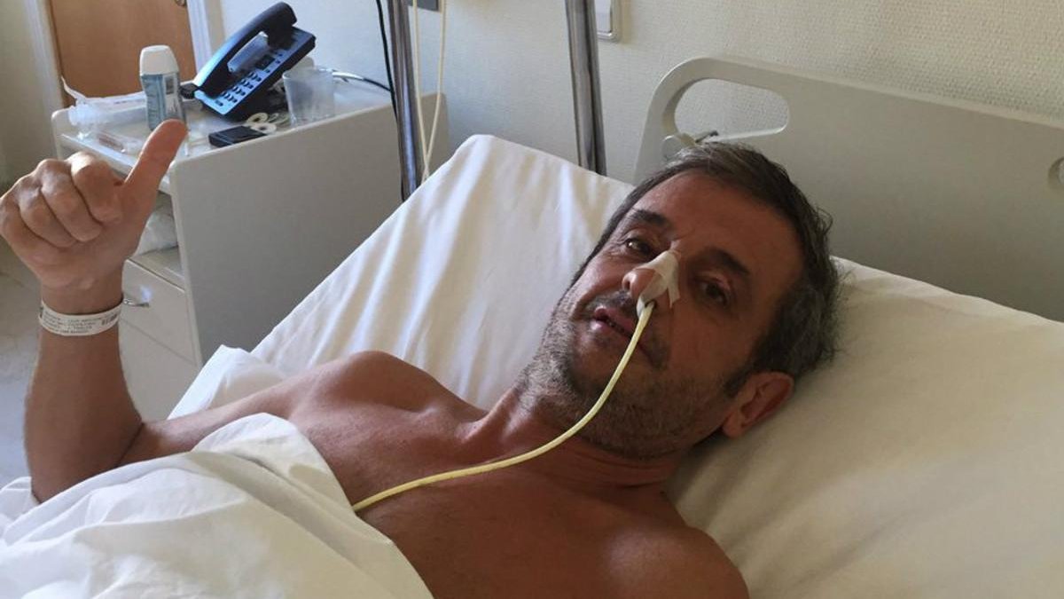 Luis Moya, tras la operación del primer aneurisma, en enero-twitter
