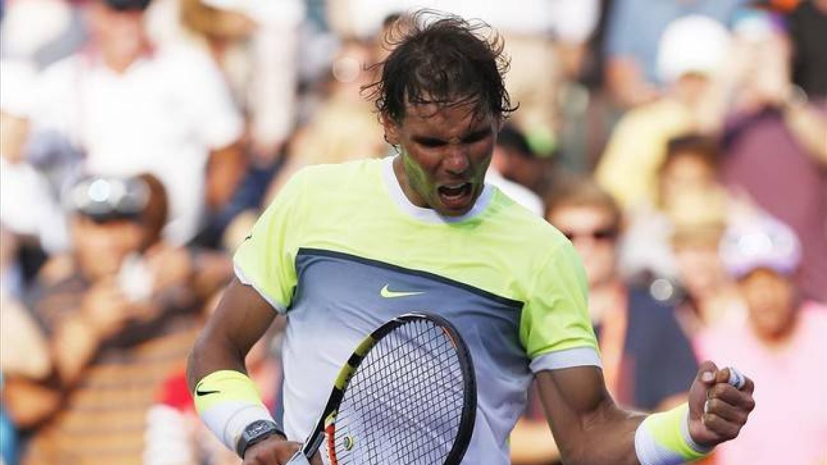 Rafael Nadal celebra el pase a tercera ronda en el Masters 1.000 de Miami tras derrotar a Nicolás Almagro.-Foto: USA TODAY / GEOFF BURKE