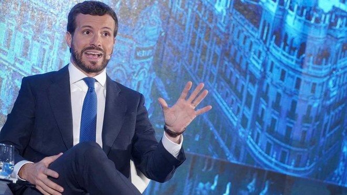 El líder del PP, Pablo Casado, en el Congreso Empresarial Iberoamericano.-JOSE LUIS ROCA