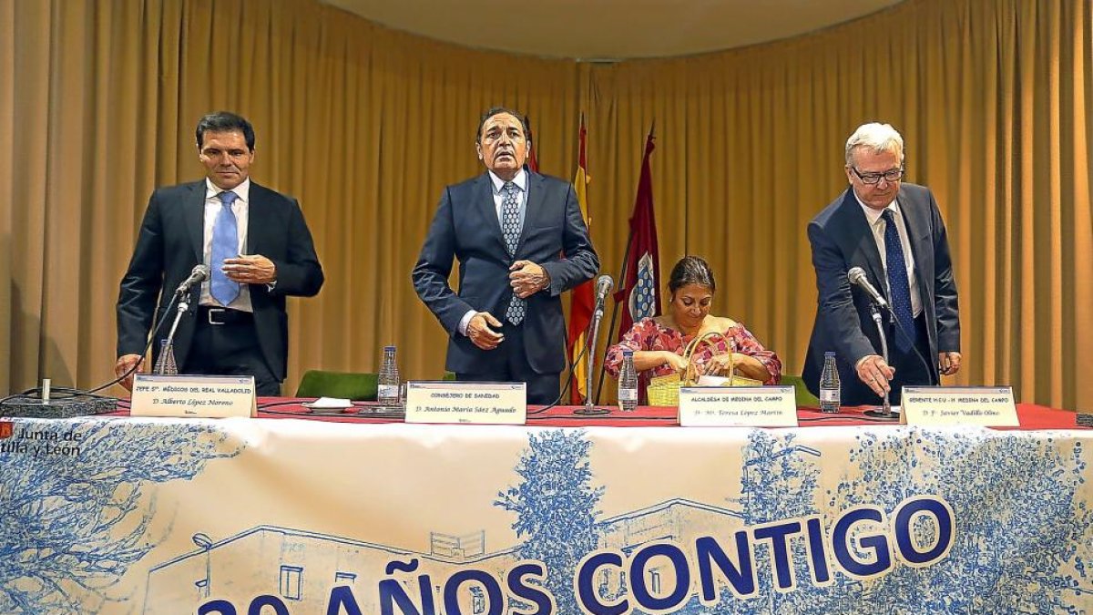 Alberto López, Antonio María Sáez Aguado, Teresa López y Javier Vadillo ayer, durante el acto conmemorativo-ICAL