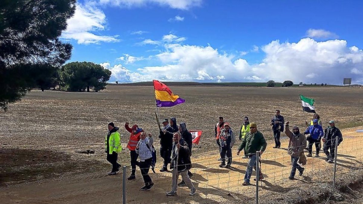 Participantes en la marcha por la Renta Básica por tierras de Medina del Campo.-E. M.