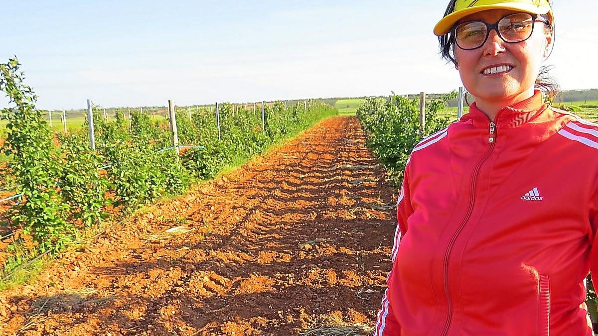 Nuria Álvarez en su su explotación de zarzamora de Almendra (Zamora).-EL MUNDO