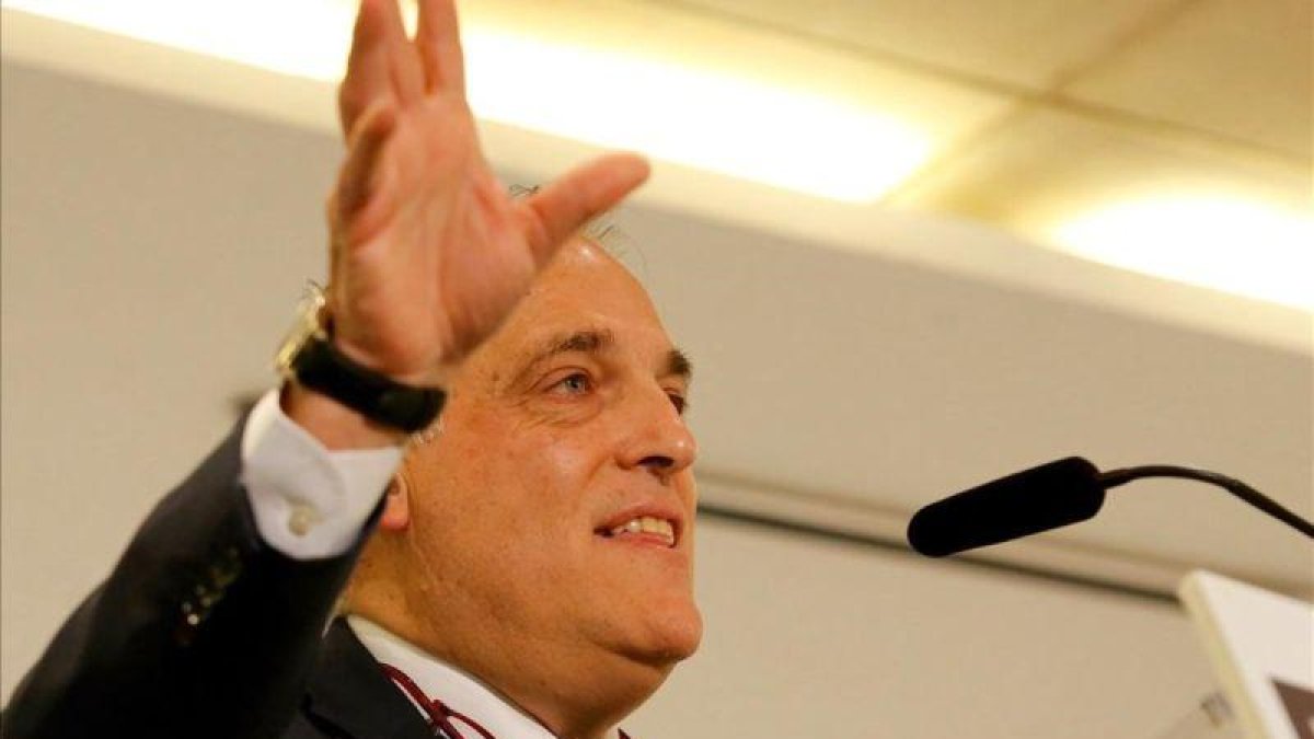 Javier Tebas, en un acto de la LFP en Madrid.-JUAN MANUEL PRATS