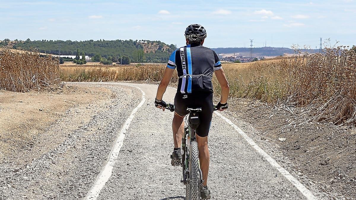 Un deportista recorre uno de los carriles bici de la provincia, en los alrededores de Zaratán.-PABLO REQUEJO
