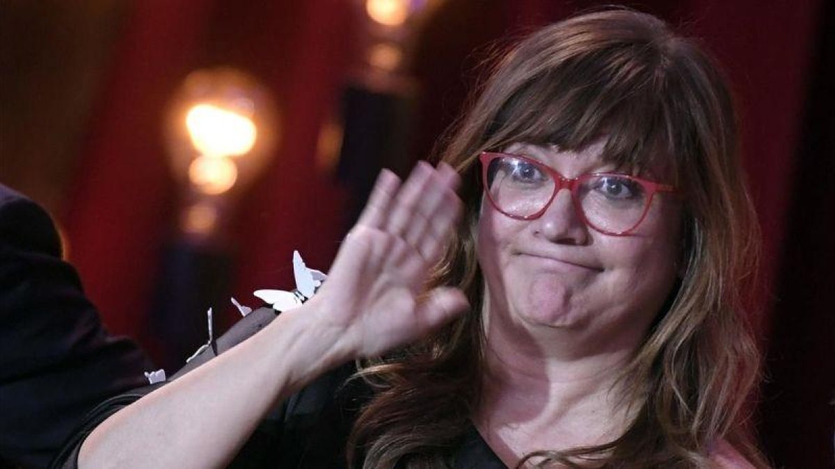 Isabel Coixet, durante la gala de los Goya, donde recibió tres premios para la Librería, incluido mejor película y dirección.-AFP / GABRIEL BOUYS