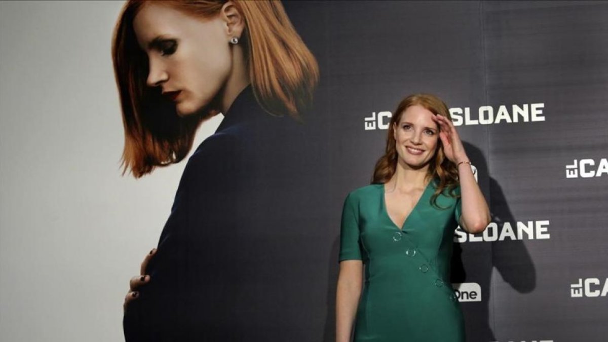 Jessica Chastain, hace dos semanas en Madrid, donde presentó 'El caso Sloane'.-JUAN MANUEL PRATS