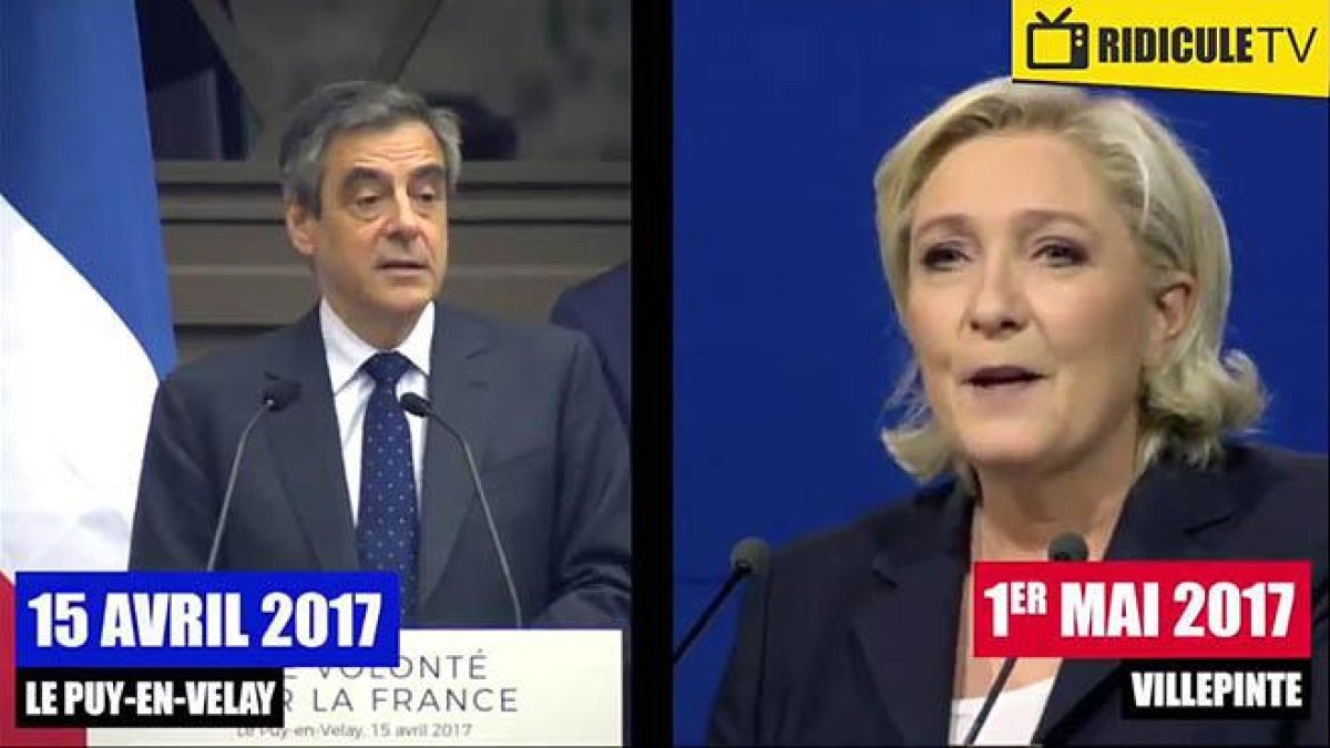 Le Pen plagió en su mitin varios fragmentos de un discurso que había pronunciado François Fillon.-TWITTER