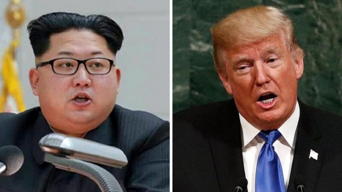 El líder norcoreano, Kim Jong-un, y el presidente de EEUU, Donald Trump.-/ KCNA / JUSTIN LANE