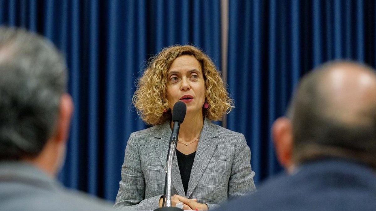 La ministra de Política Territorial y Función Pública en funciones, Meritxell Batet durante la presentación de las candidaturas-ICAL