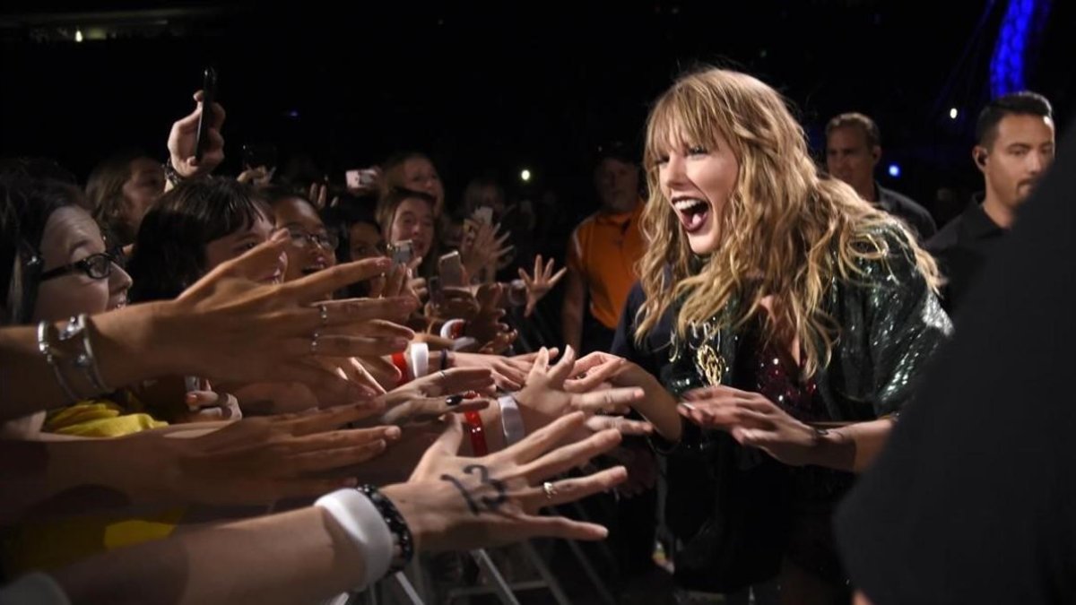 Taylor Swift, sobre el escenario del estadio de New Jersey, en su gira mundial para promocionar su sexto álbum de estudio, Reputation, el pasado 20 de julio-KEVIN MAZUR