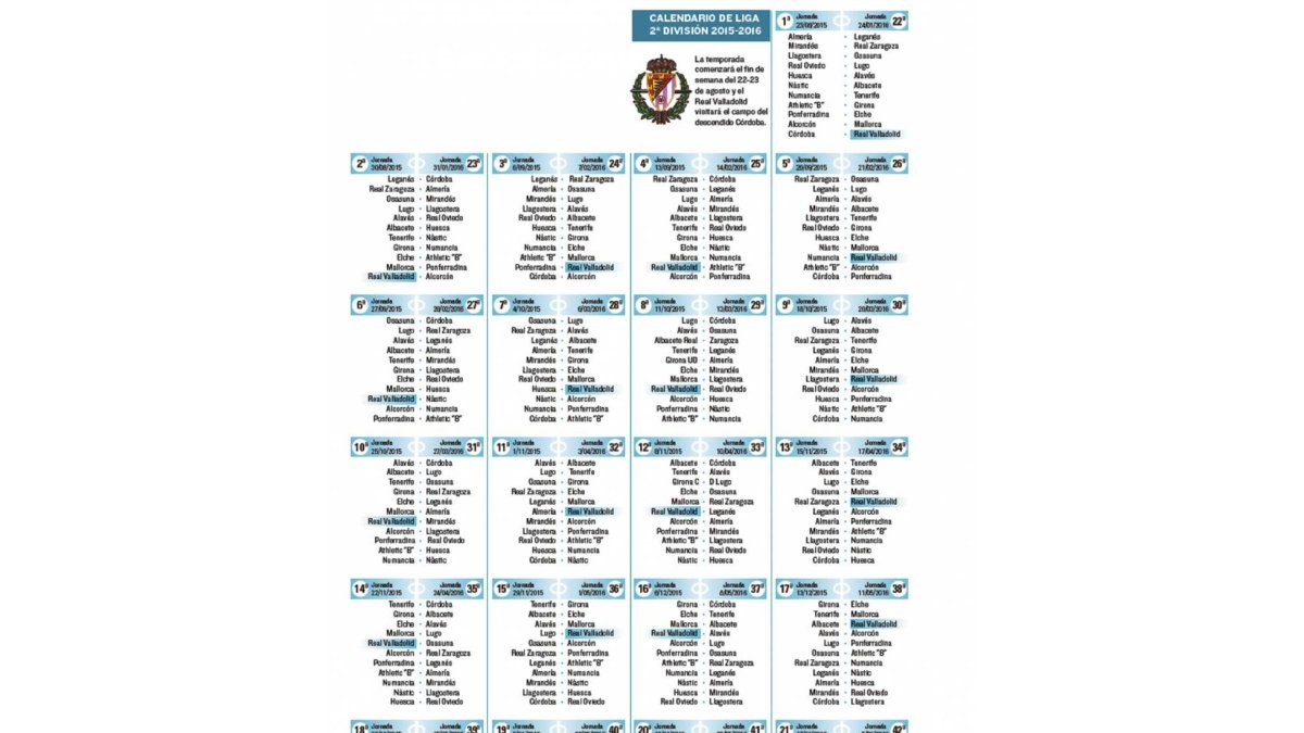 Calendario de la Liga 2º División 2015-2016-El Mundo de Castilla y León