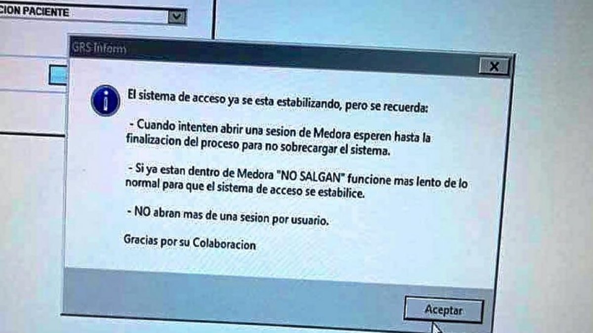 El sistema Medora falló durante varios días a finales del pasado mes de diciembre.-SOCALEMFYC