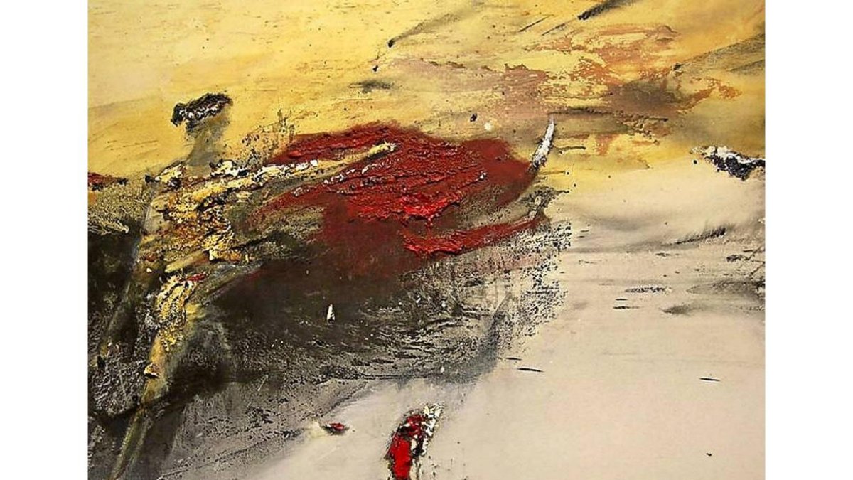 Detalle del lienzo y de uno de los tondos que Fernando Palacios exhibe en Nodus Operandi.-El Mundo