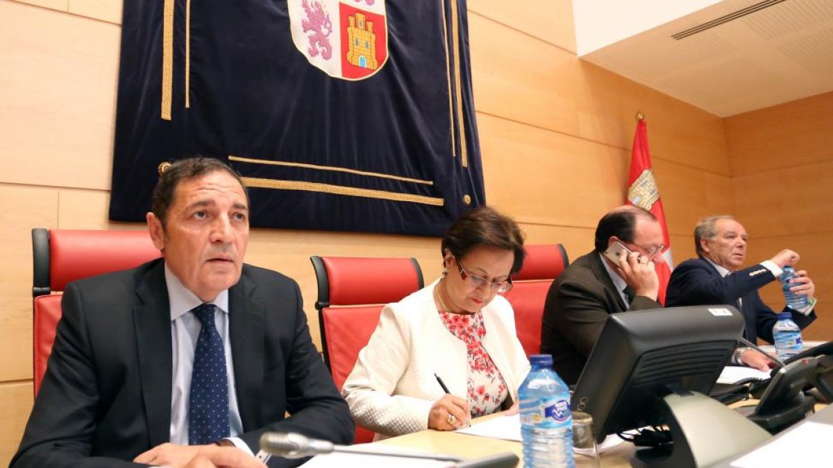 El consejero de Sanidad, Antonio Sáez Aguado, en la comparecencia ayer en las Cortes de Castilla y León.-ICAL