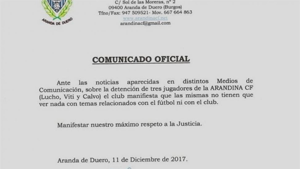 Comunicado oficial.-EUROPA PRESS
