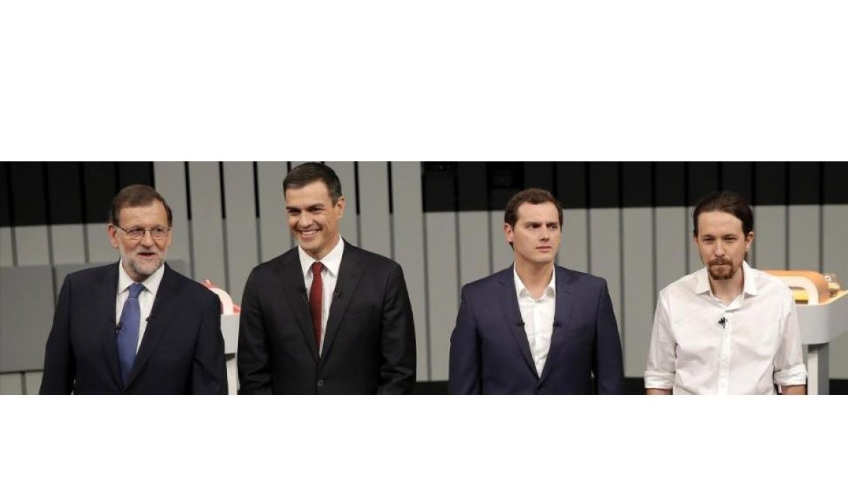 Mariano Rajoy, Pedro Sánchez, Albert Rivera y Pablo Iglesias, en el debate a cuatro de la campaña electoral del 26-J.-JOSÉ LUIS ROCA