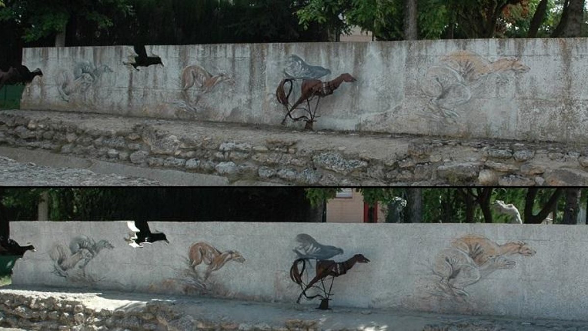 Comparativa general de la restauración del mural del Museo de Pintura y Escultura.-E. M.