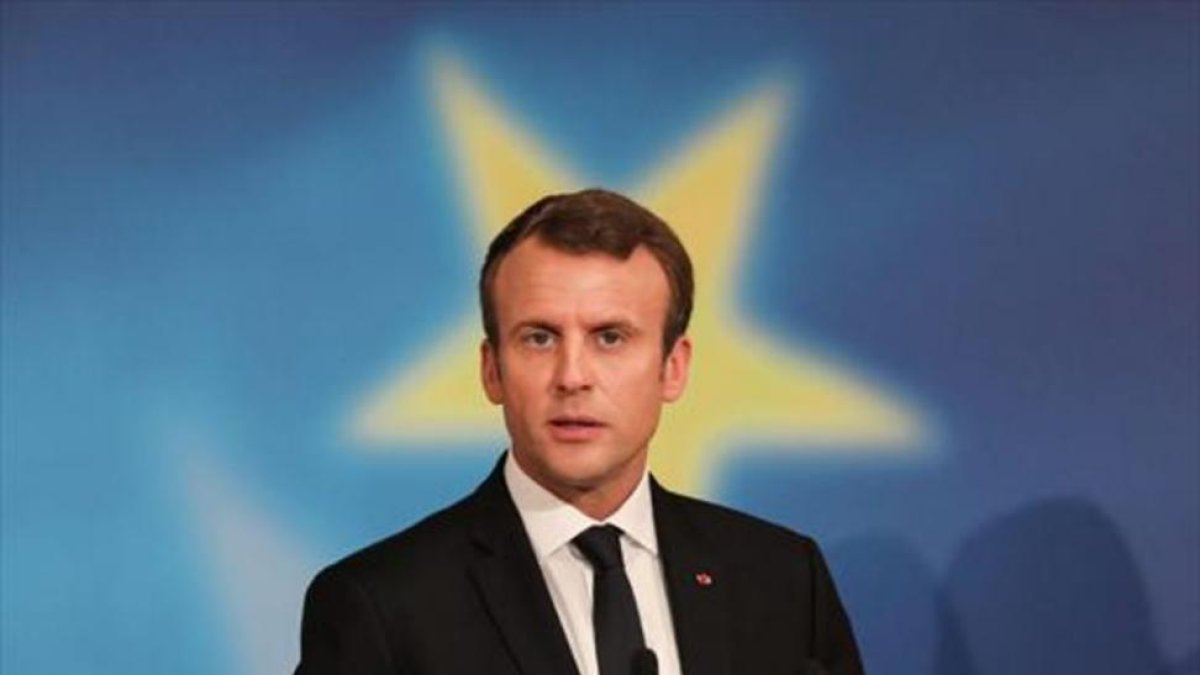 Macron, durante un discurso en la Sorbona de París.-AFP / LUDOVIC MARIN