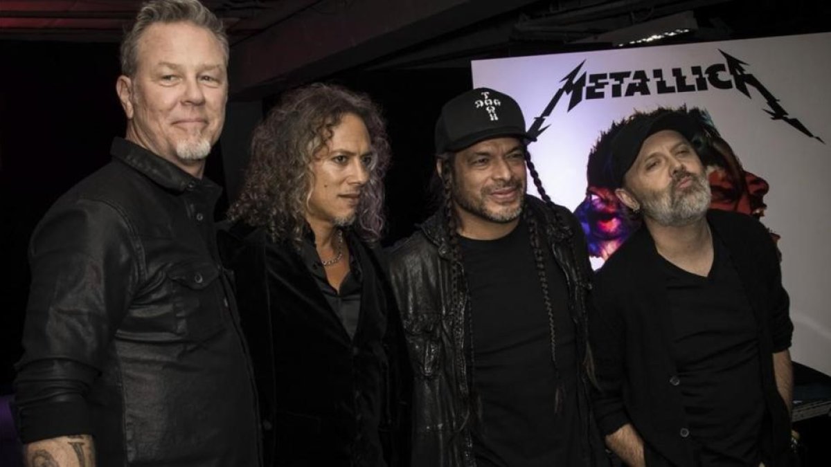 James Hetfield, Kirk Hammett, Robert Trujillo y Lars Ulrich, en Londres el jueves.-AP / VIANNEY LE CAER