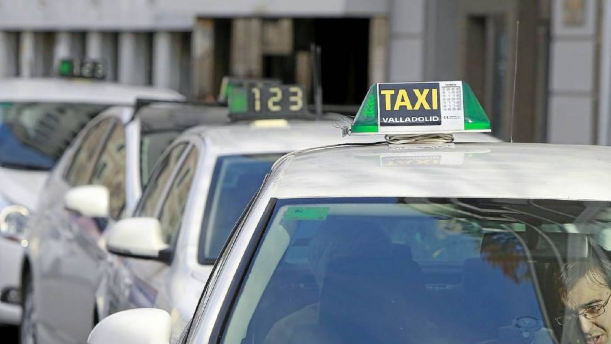 Imagen de la parada de taxi ubicada en la plaza del Poniente de Valladolid.
