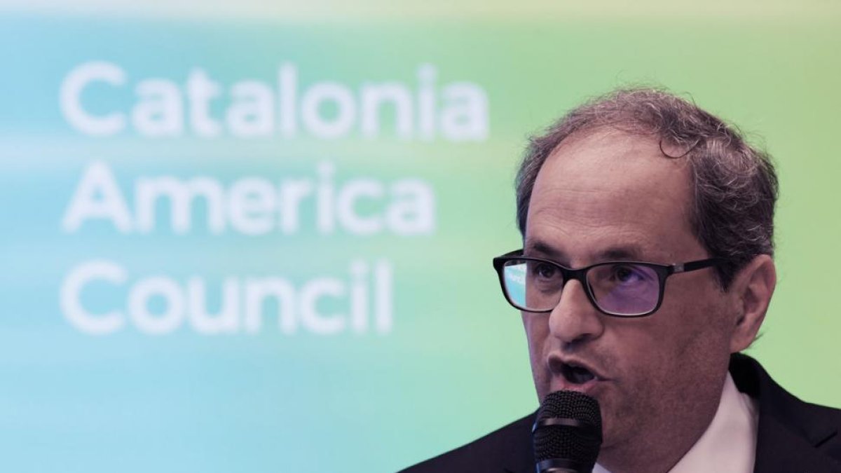 Torra, en la inauguración del Catalonia America Council (CAC), en el Edificio de Asociaciones Mundiales en Washington DC, (EEUU).-/ LENIN NOLLY (EFE)