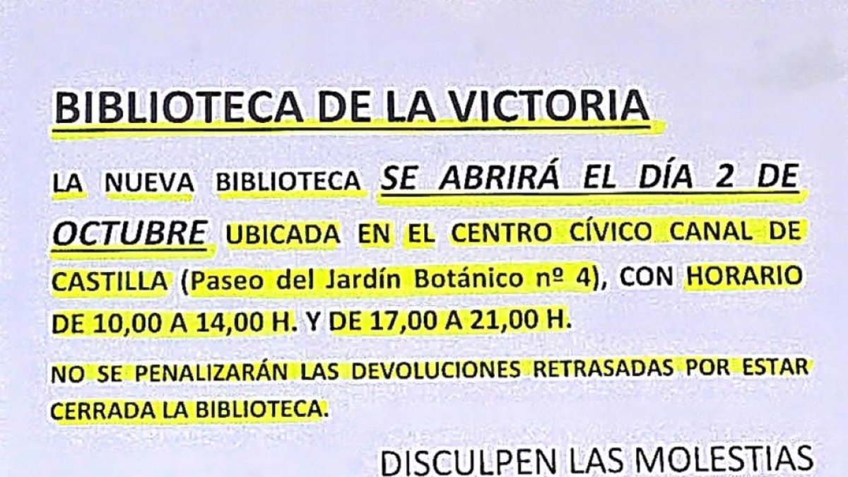 Aviso de la mudanza en el centro cívico de la calle San Sebastián.-R. FERNÁNDEZ