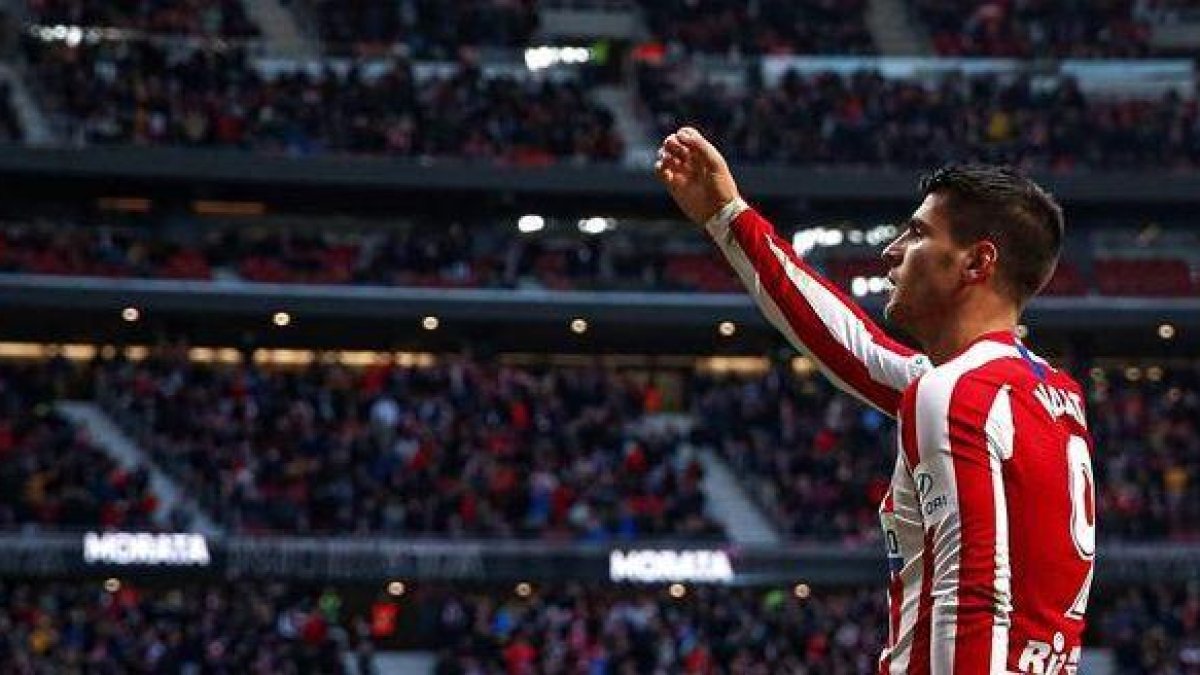 Morata, este domingo en el Wanda.-EFE / EMILIO NARANJO
