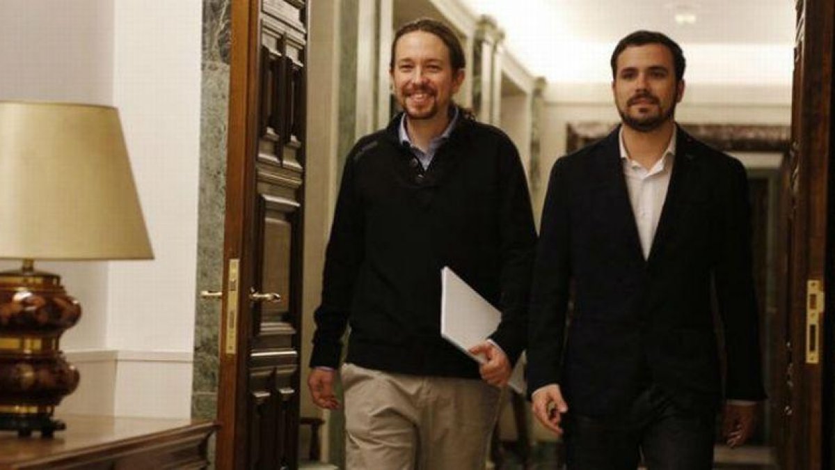Alberto Garzón y Pablo Iglesias.-AGUSTÍN CATALÁN