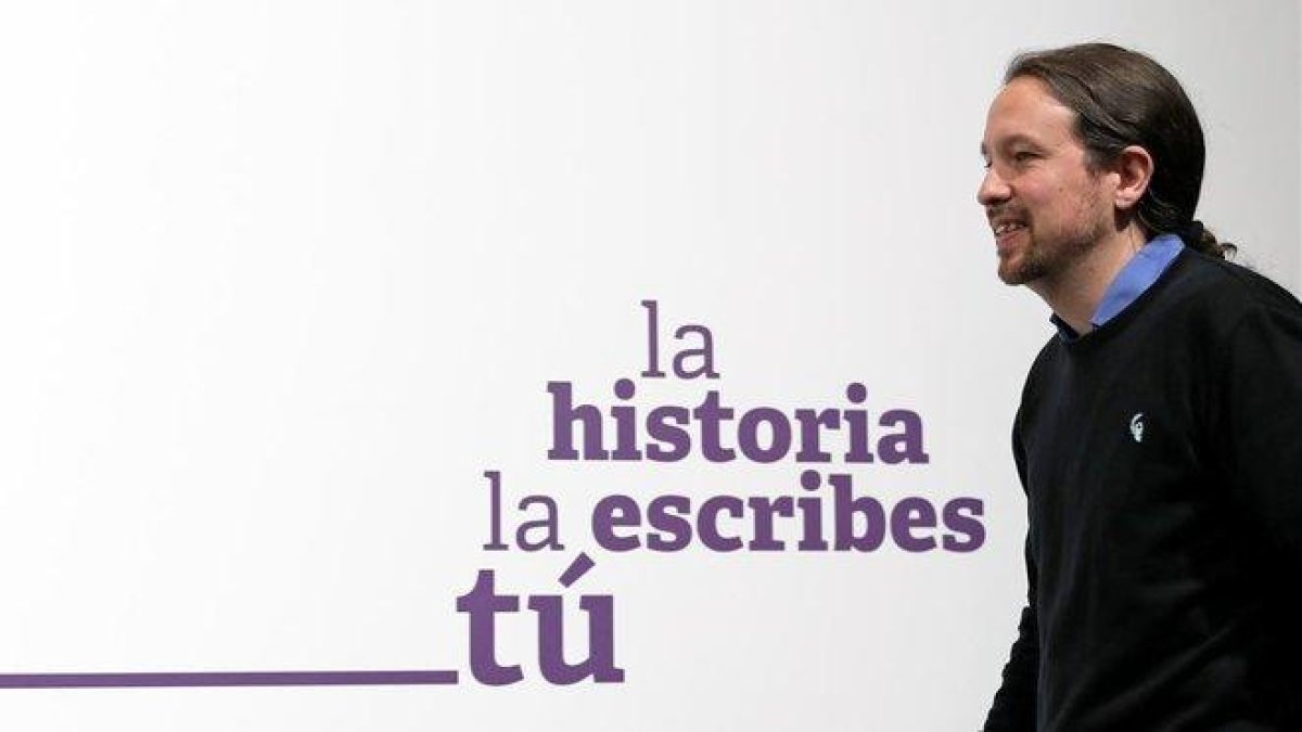 El líder de Unidas Podemos, Pablo Iglesias, el pasado domingo, tras conocer los resultados electorales.-RAFAEL MARCHANTE